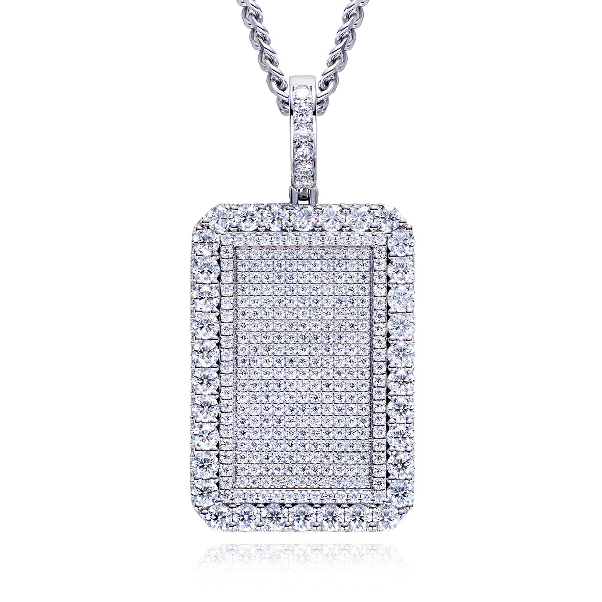 S925 Sterling‑Silver Hip‑Hop Full‑Paved Moissanite Square Tag Pendant