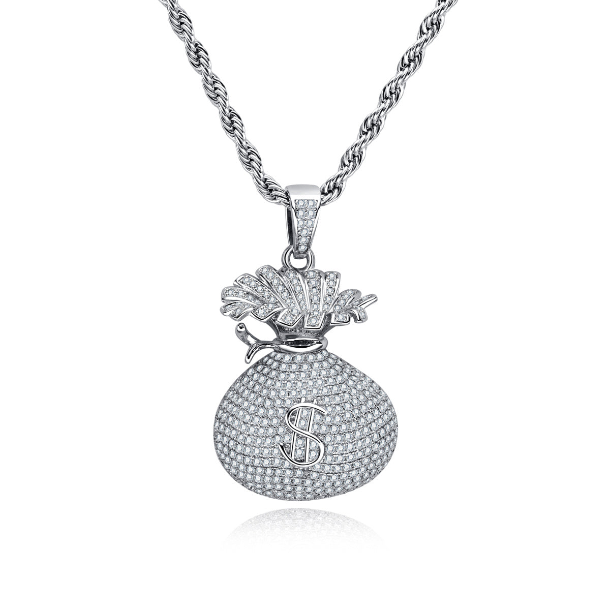 S925 Sterling Silver Money Bag Moissanite Pendant