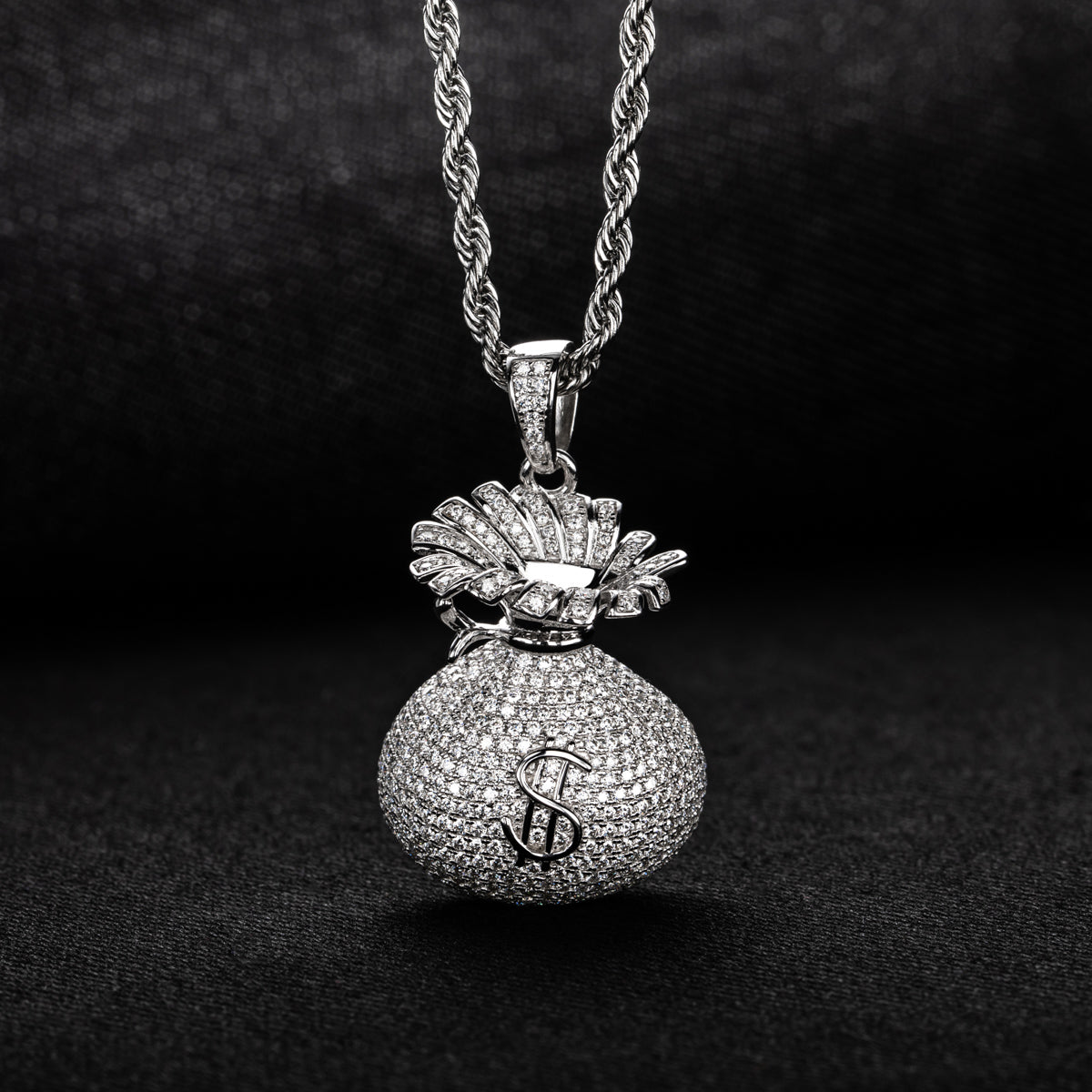 S925 Sterling Silver Money Bag Moissanite Pendant