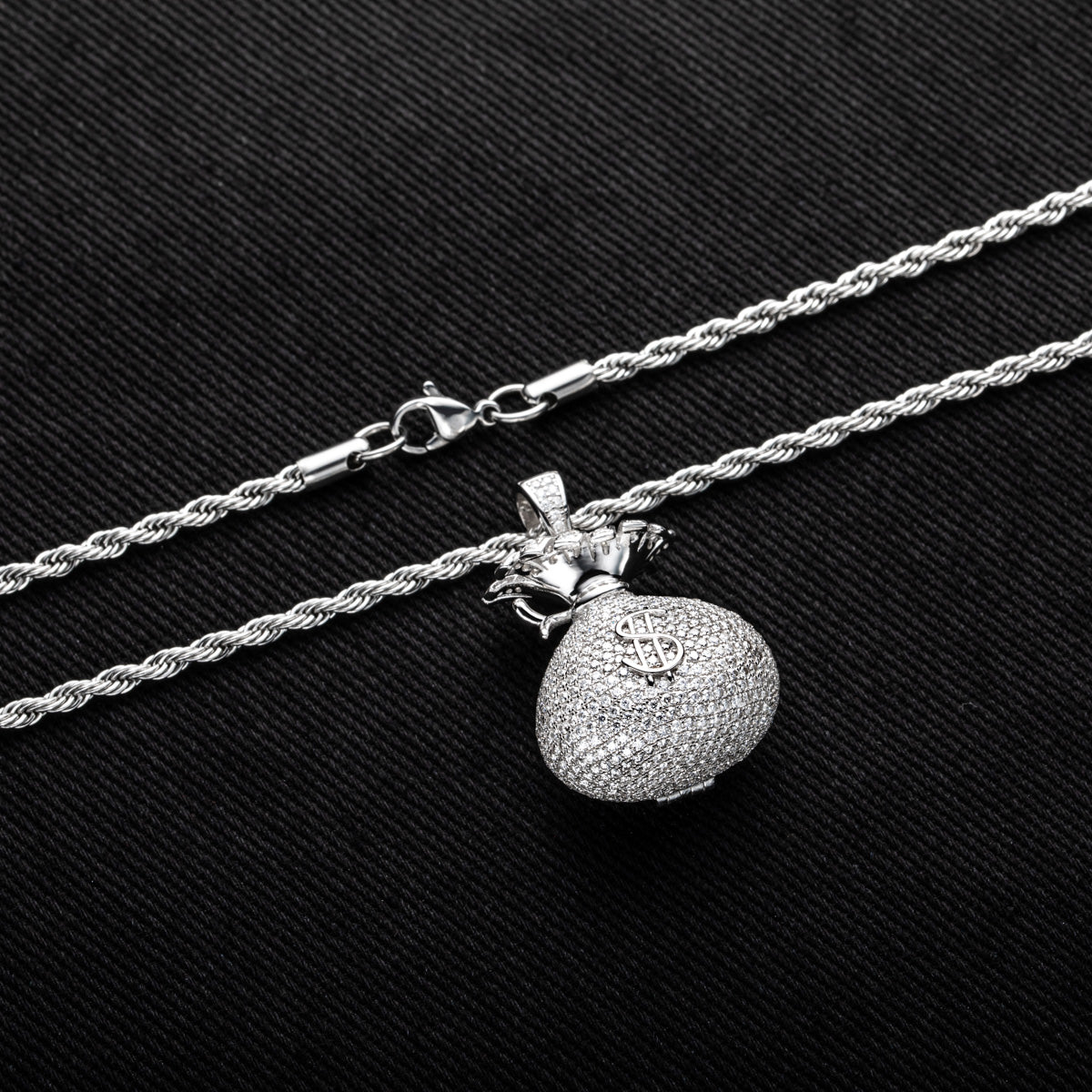 S925 Sterling Silver Money Bag Moissanite Pendant