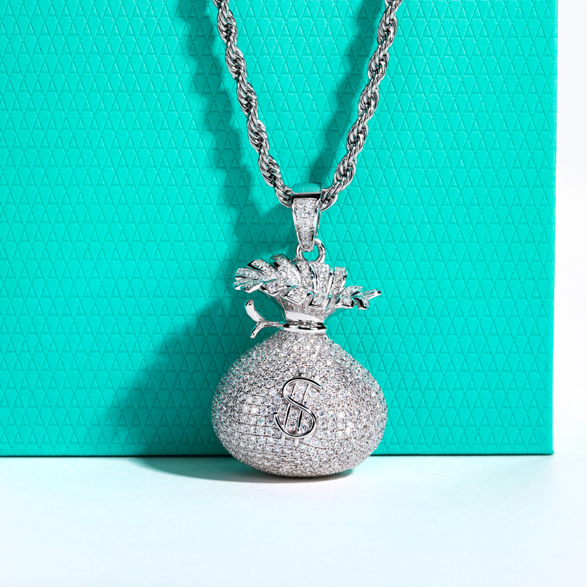 S925 Sterling Silver Money Bag Moissanite Pendant