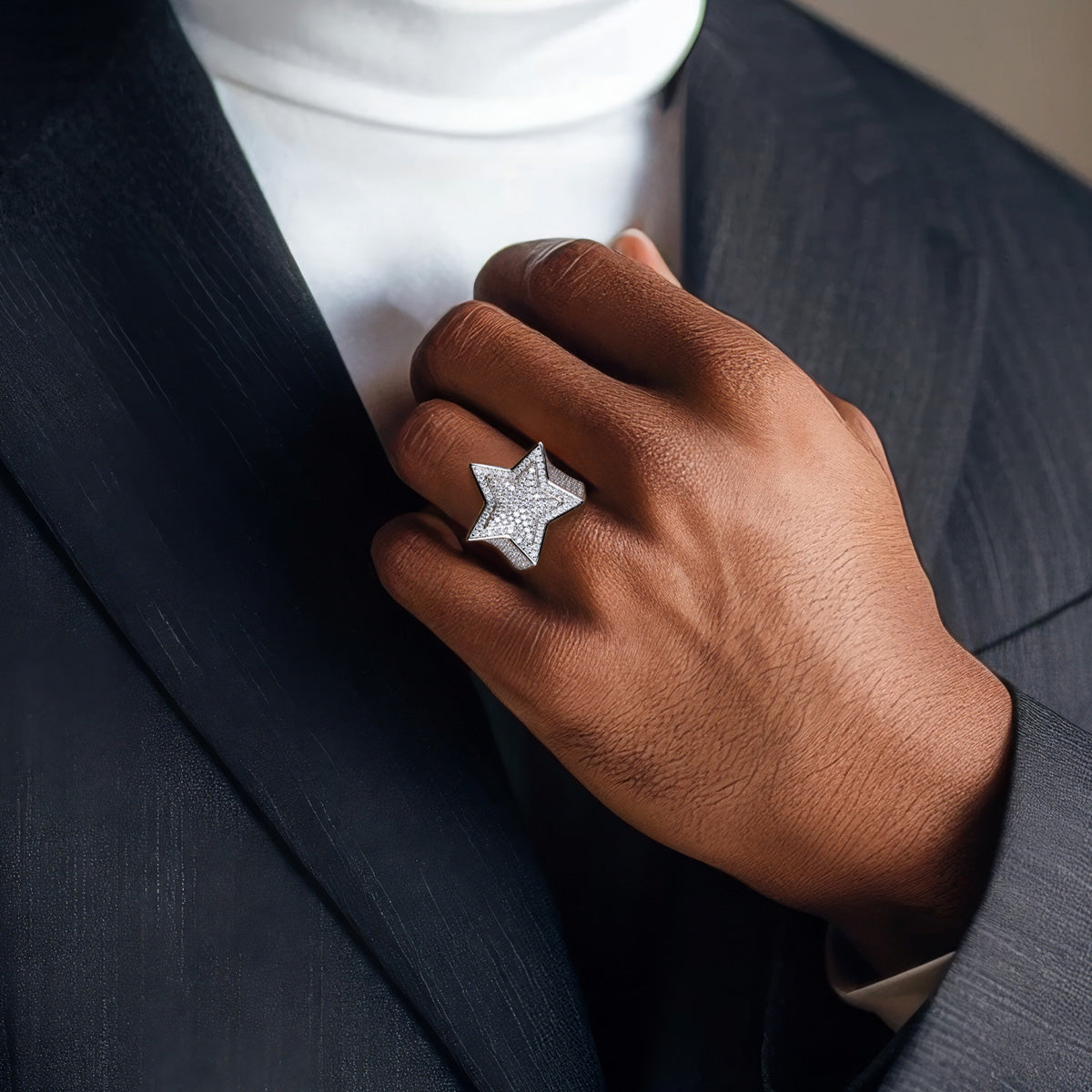 Star Moissanite Hip-hop Ring | S925 Silver Ring