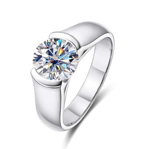 Solitaire Moissanite Diamond Engagement Ring (1/2/3CT)