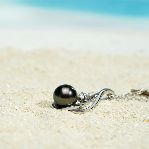 AnuClub Tahitian Black Pearl Necklace (9-10mm)