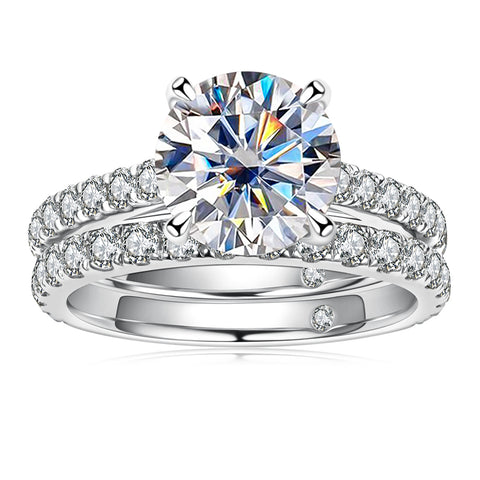 Moissanite Diamond Bridal Set Engagement Ring (4.3CTTW)