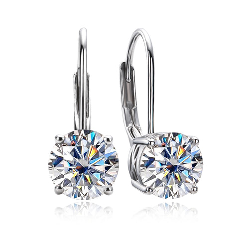 Round Cut Moissanite Diamond Dangle Earrings (2 CTTW)