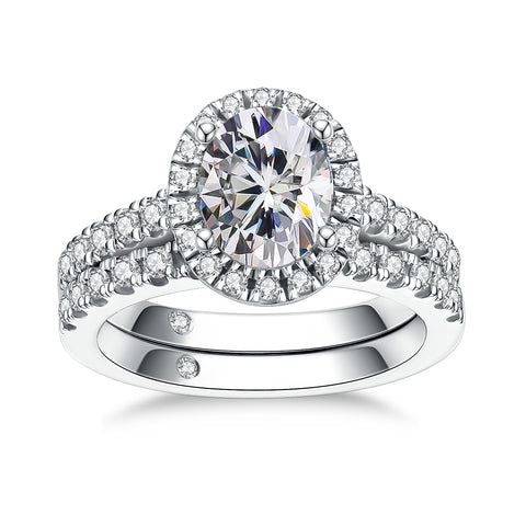 Oval Moissanite Diamond Bridal Set Engagement Ring (1/2/3CT)