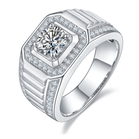 Solitaire Moissanite Diamond Men's Engagement Ring (1/2/3CT)