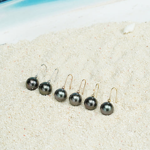 AnuClub 18K Tahitian Black Pearl Earrings