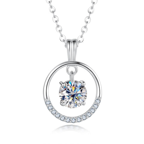 Round Brilliant Cut Moissanite Diamond Pendants Necklace (1 ct)