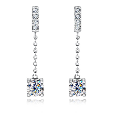 Round Brilliant Moissanite Diamond Dangle Earrings (2 ct. tw)