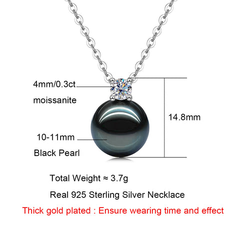 AnuClub Tahitian Black Pearl Moissanite Necklace