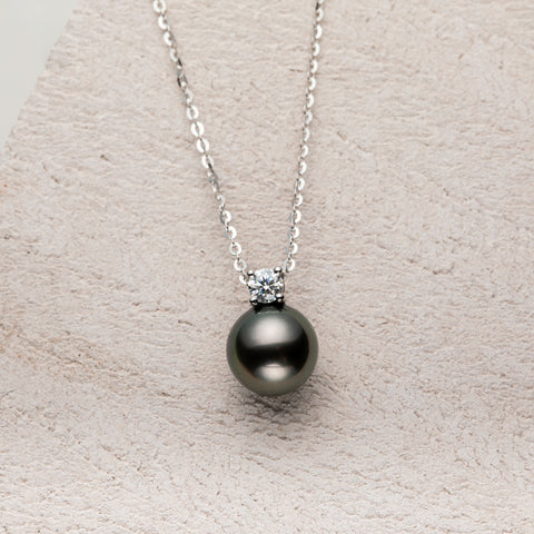 AnuClub Tahitian Black Pearl Moissanite Necklace