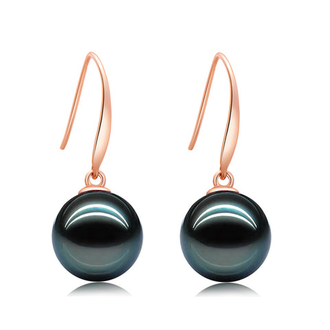 AnuClub 18K Gold Tahitian Black Pearl Earrings