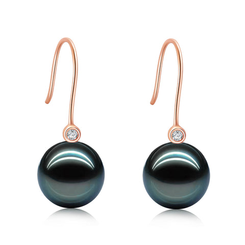 AnuClub 18K Tahitian Black Pearl Earrings