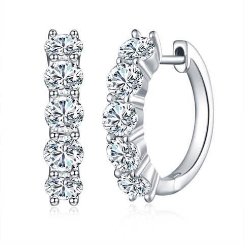 Round Brilliant Moissanite Diamond Huggie Hoop Earrings (3 ct. tw)