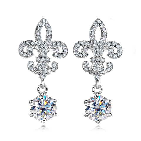 Round Brilliant Moissanite Diamond Royal Dangle Earrings (2 ct. tw)