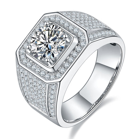 Solitaire Moissanite Diamond Men's Engagement Ring (1/2/3CT)