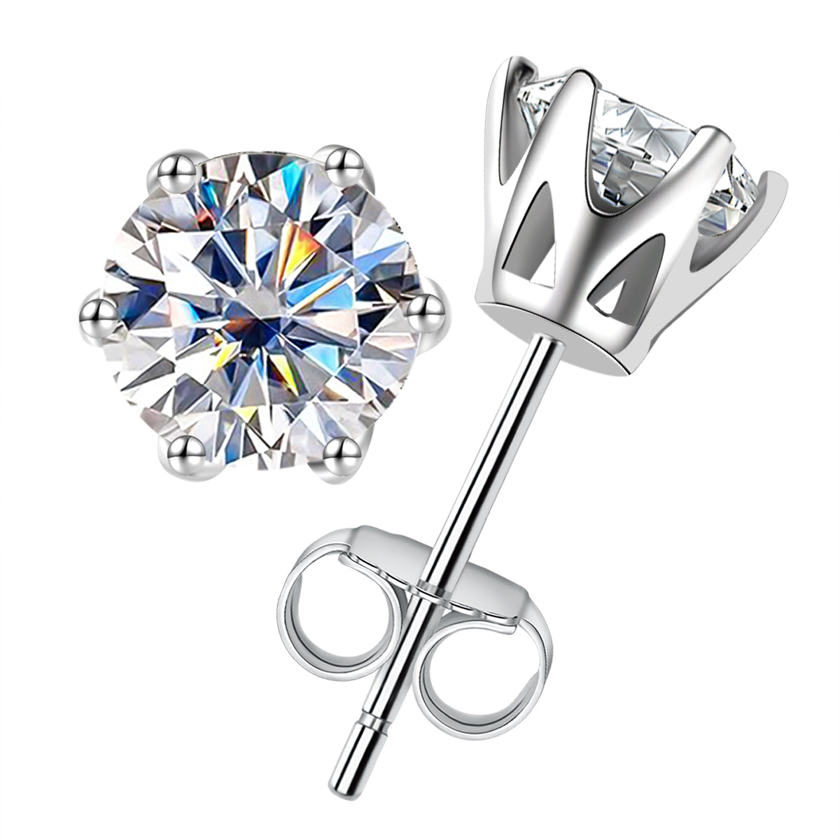 Round Brilliant Moissanite Diamond Stud Earrings (1 ct. tw)