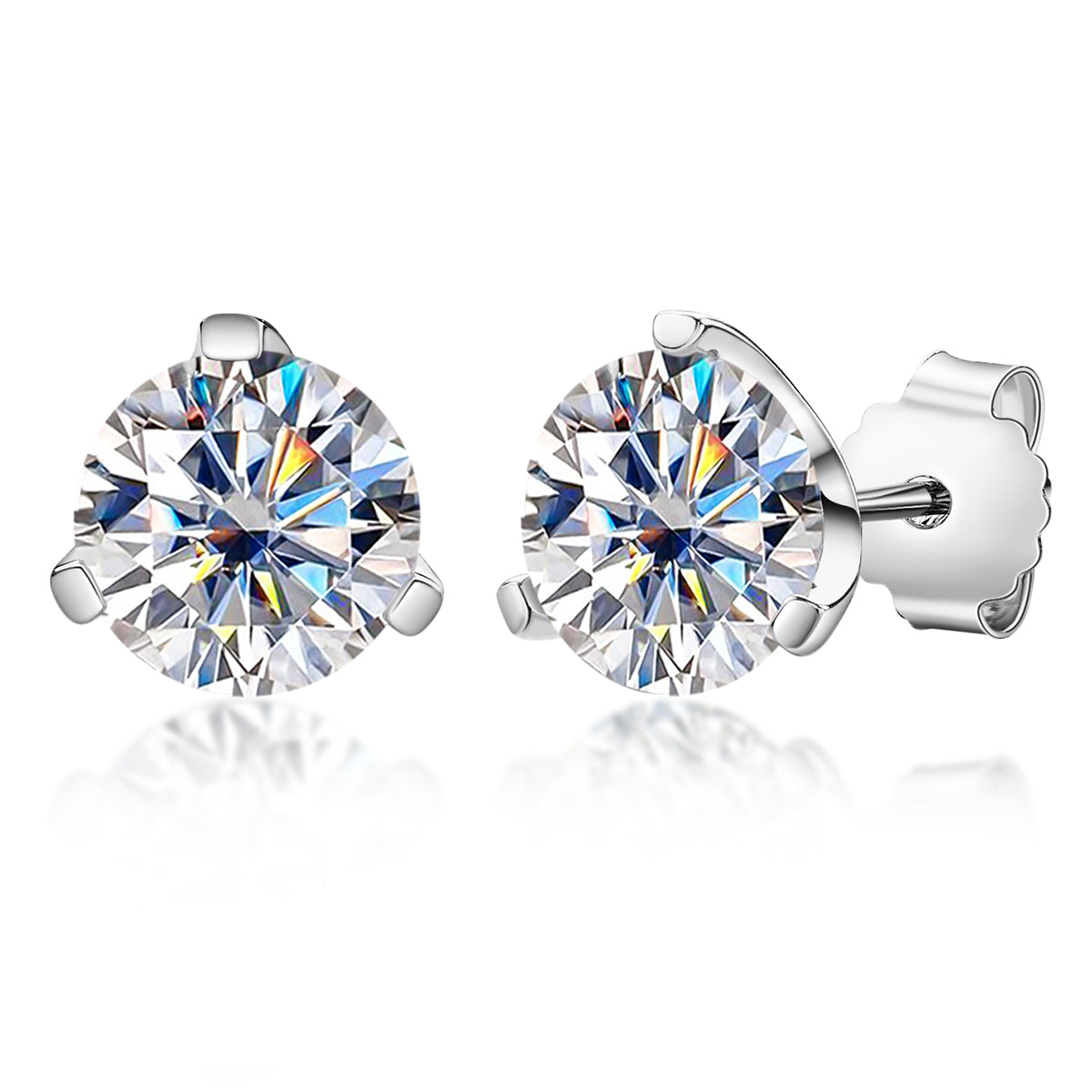 Round Brilliant Moissanite Diamond Stud Earrings (3 ct. tw)