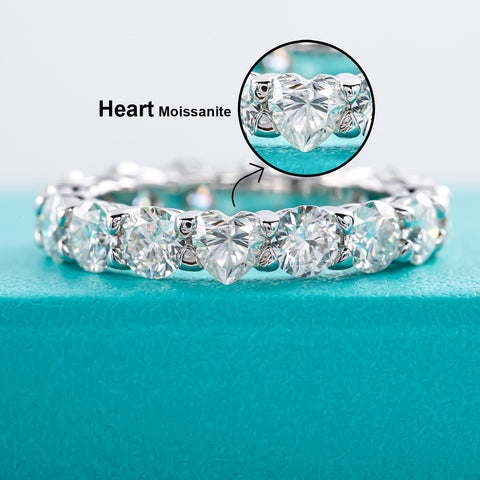 Round & Heart-Cut Moissanite Diamond Eternity Band (4.8 ct. tw)