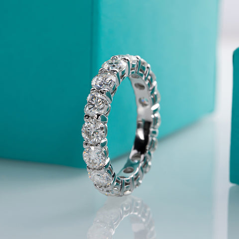 Round & Heart-Cut Moissanite Diamond Eternity Band (4.8 ct. tw)