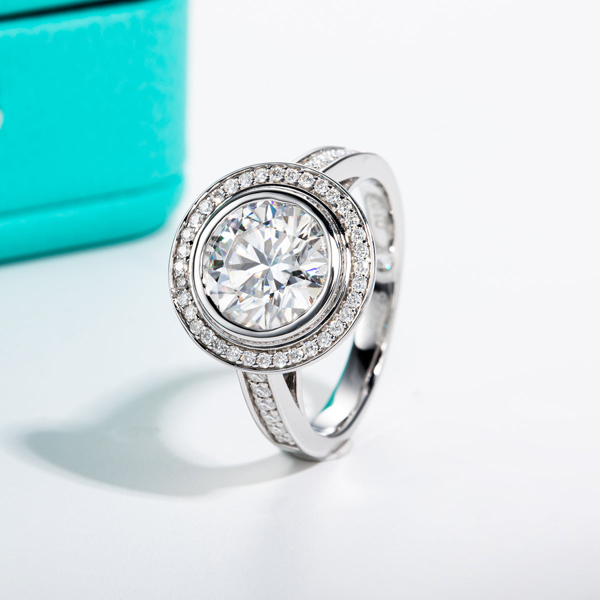 Halo Moissanite Diamond Engagement Ring (3 CT)