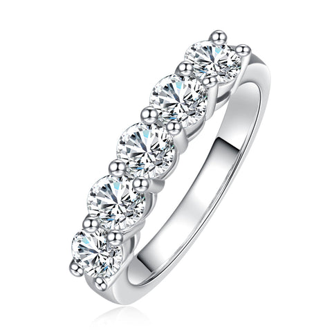 5 Stone Round-Cut Moissanite Diamond Anniversary Band (1.5 ct. tw)