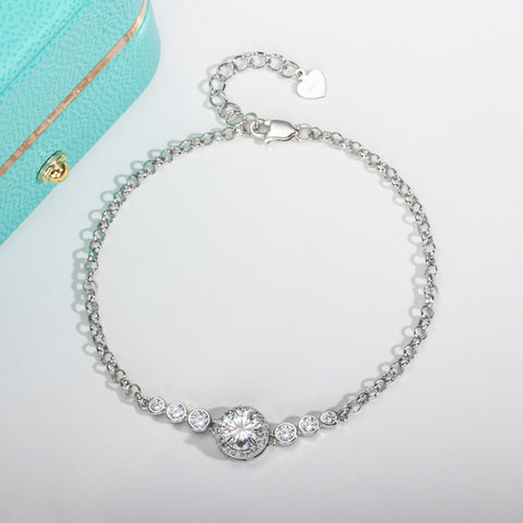 Moissanite Tennis Silver Bracelets On Hand 925 Silver Adjustable Bracelets