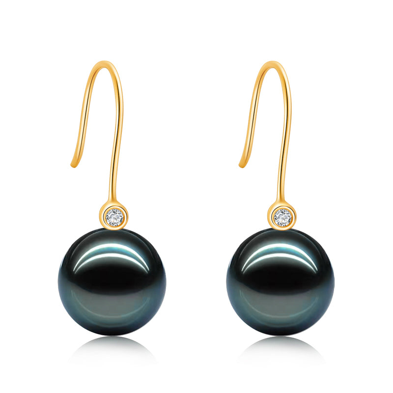 AnuClub 18K Tahitian Black Pearl Earrings