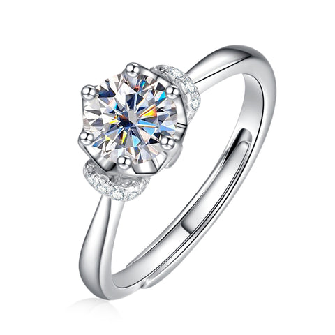 Side-Stone Moissanite Diamond Open Engagement Ring (1/2/3CT)