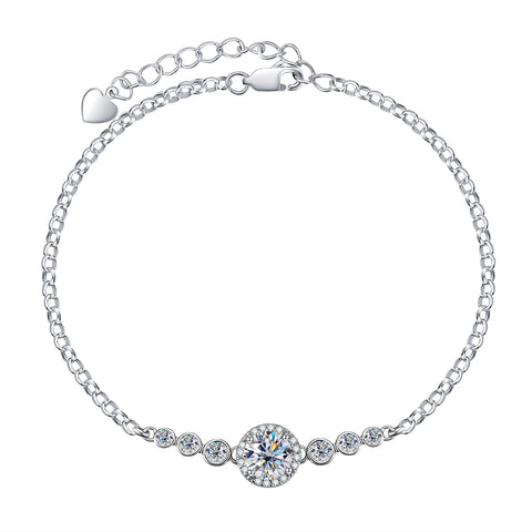 Moissanite Tennis Silver Bracelets On Hand 925 Silver Adjustable Bracelets