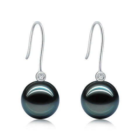 AnuClub 18K Tahitian Black Pearl Earrings