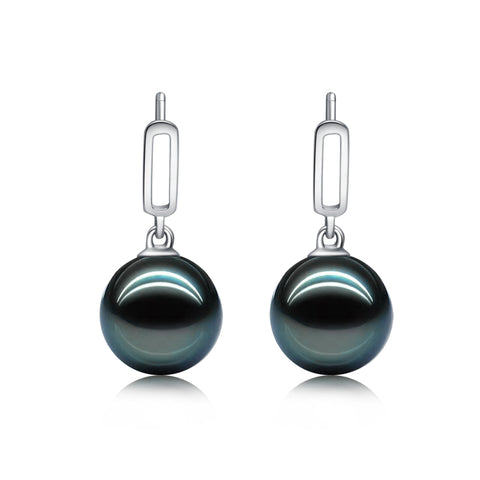 AnuClub 18K Tahitian Black Pearl Earrings