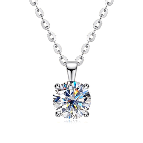 Round Brilliant Cut Moissanite Diamond Pendants Necklace (1 ct)